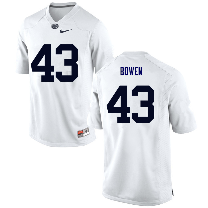 Men Penn State Nittany Lions #43 Manny Bowen College Football Jerseys-White - Click Image to Close